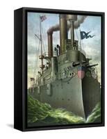 American History Print of Admiral George Dewey Standing on His Flagship-Stocktrek Images-Framed Stretched Canvas