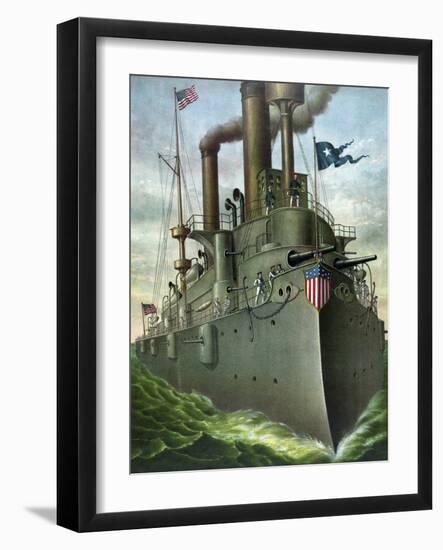 American History Print of Admiral George Dewey Standing on His Flagship-Stocktrek Images-Framed Art Print