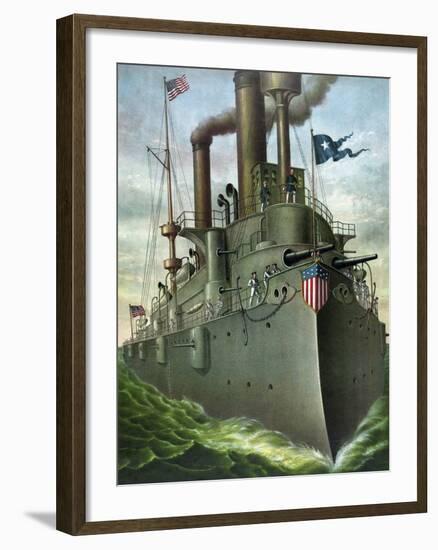 American History Print of Admiral George Dewey Standing on His Flagship-Stocktrek Images-Framed Art Print