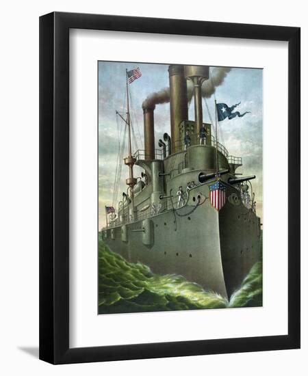 American History Print of Admiral George Dewey Standing on His Flagship-Stocktrek Images-Framed Art Print