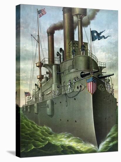 American History Print of Admiral George Dewey Standing on His Flagship-Stocktrek Images-Stretched Canvas