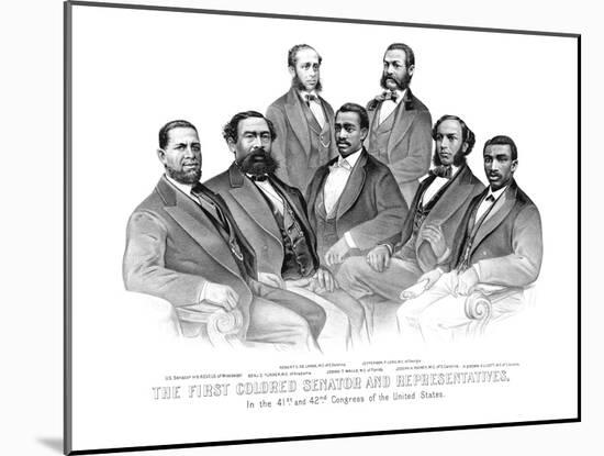 American History Print of the First African American Senator and Representatives-null-Mounted Art Print