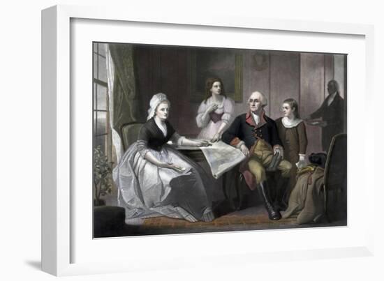 American History Print of the Washington Family Seated at a Table-Stocktrek Images-Framed Art Print