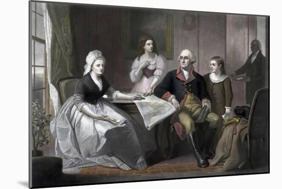 American History Print of the Washington Family Seated at a Table-Stocktrek Images-Mounted Art Print