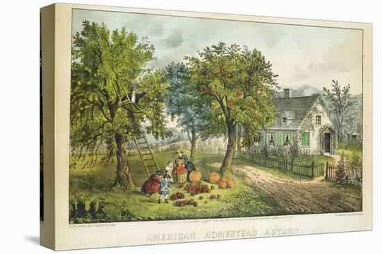 American Homestead; Autumn-Currier & Ives-Stretched Canvas