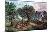 American Homestead in Autumn, 1869-Currier & Ives-Mounted Premium Giclee Print