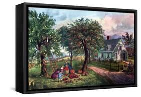 American Homestead in Autumn, 1869-Currier & Ives-Framed Stretched Canvas