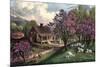 American Homestead in Spring, 1869-Currier & Ives-Mounted Giclee Print