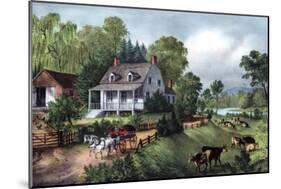 American Homestead in Summer, 1868-Currier & Ives-Mounted Giclee Print