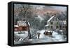 American Homestead in Winter, 1868-Currier & Ives-Framed Stretched Canvas