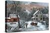 American Homestead in Winter, 1868-Currier & Ives-Stretched Canvas