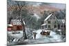 American Homestead in Winter, 1868-Currier & Ives-Mounted Giclee Print