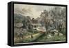 American Homestead Spring-Currier & Ives-Framed Stretched Canvas