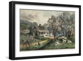 American Homestead Spring-Currier & Ives-Framed Giclee Print