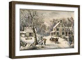 American Homestead Winter-Currier & Ives-Framed Giclee Print