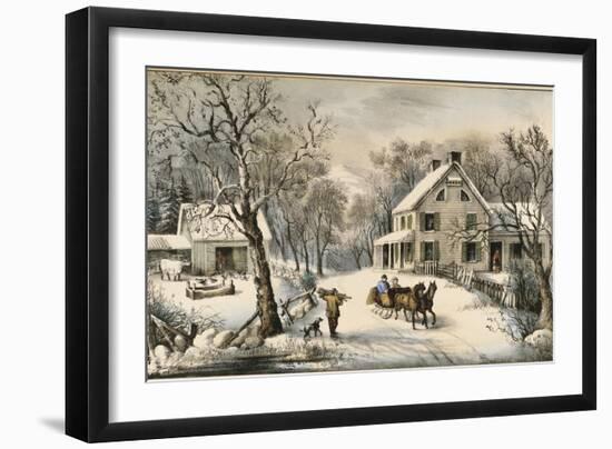 American Homestead Winter-Currier & Ives-Framed Giclee Print