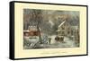 American Homestead Winter-Currier & Ives-Framed Stretched Canvas