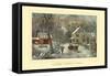 American Homestead Winter-Currier & Ives-Framed Stretched Canvas