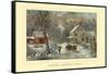 American Homestead Winter-Currier & Ives-Framed Stretched Canvas