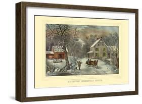 American Homestead Winter-Currier & Ives-Framed Art Print