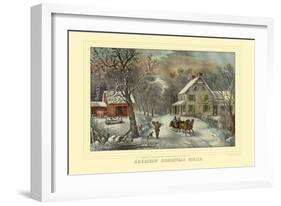 American Homestead Winter-Currier & Ives-Framed Art Print