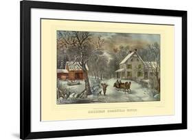 American Homestead Winter-Currier & Ives-Framed Art Print