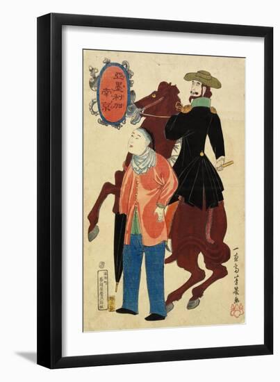 American Horseman and a Chinese, January 1861-Utagawa Yoshiiku-Framed Giclee Print