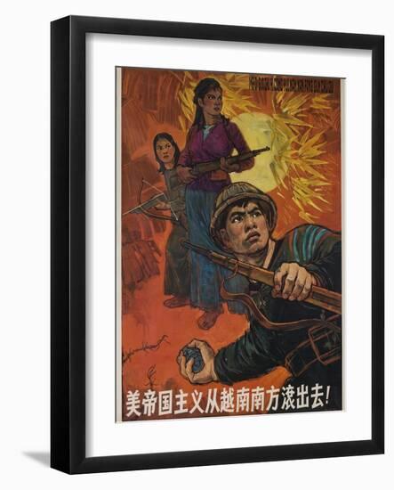 American Imperialism Must Be Driven Out of Southern Vietnam! 1963 Chinese Anti-American Poster-null-Framed Giclee Print