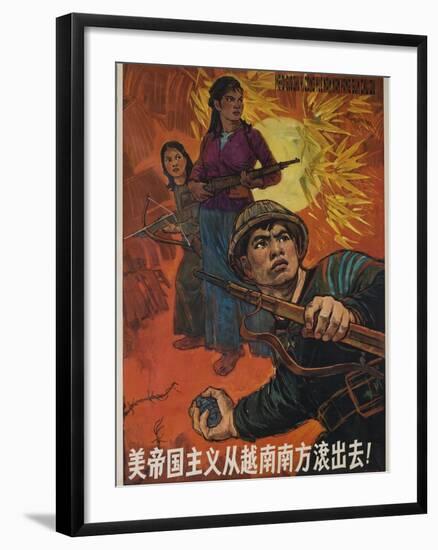 American Imperialism Must Be Driven Out of Southern Vietnam! 1963 Chinese Anti-American Poster-null-Framed Giclee Print