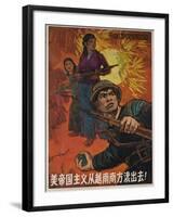American Imperialism Must Be Driven Out of Southern Vietnam! Chinese Anti-American Propaganda-null-Framed Giclee Print