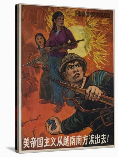 American Imperialism Must Be Driven Out of Southern Vietnam! Chinese Anti-American Propaganda-null-Stretched Canvas