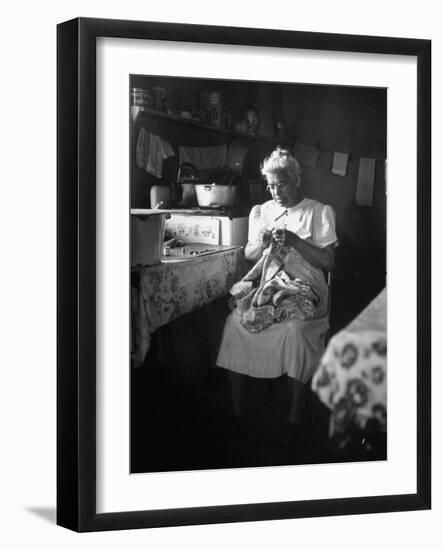 American Indian, Dr. L. R. Minoka Hill, Sewing in Kitchen Window Light-Martha Holmes-Framed Premium Photographic Print