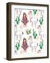 American Indian Girl in Traditional Poncho and Her Best Friend - Llama-KaterinaS-Framed Art Print