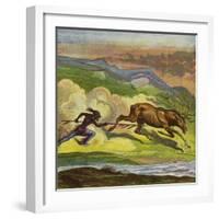 American Indian Hunting a Deer-Ernest Henry Griset-Framed Giclee Print