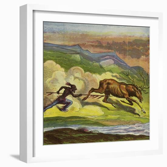 American Indian Hunting a Deer-Ernest Henry Griset-Framed Giclee Print