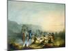 American Indians at Sunrise Breakfast-Alfred Jacob Miller-Mounted Art Print