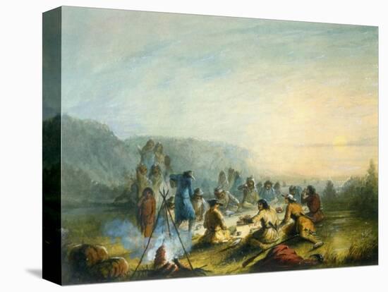 American Indians at Sunrise Breakfast-Alfred Jacob Miller-Stretched Canvas