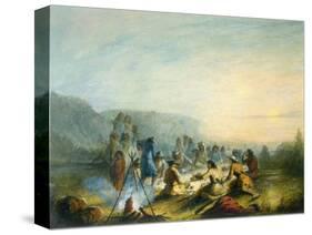 American Indians at Sunrise Breakfast-Alfred Jacob Miller-Stretched Canvas