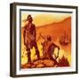 American Indians Looking at Invaders' Ship-English School-Framed Giclee Print