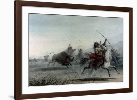 American Indians on Bison Hunt-Alfred Jacob Miller-Framed Premium Giclee Print