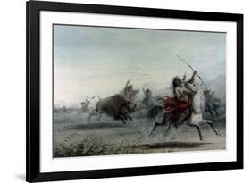 American Indians on Bison Hunt-Alfred Jacob Miller-Framed Premium Giclee Print