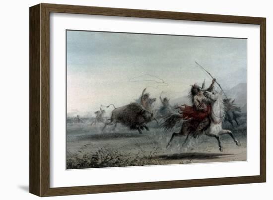 American Indians on Bison Hunt-Alfred Jacob Miller-Framed Art Print