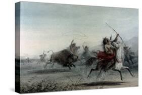 American Indians on Bison Hunt-Alfred Jacob Miller-Stretched Canvas