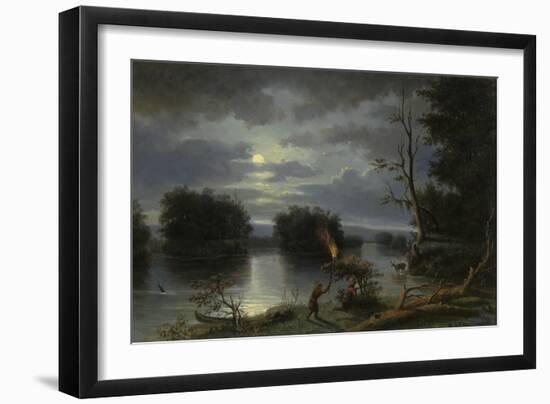 American Indians Stag Hunting by Night, Mississippi, 1863-Henry Lewis-Framed Giclee Print