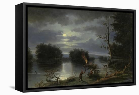 American Indians Stag Hunting by Night, Mississippi, 1863-Henry Lewis-Framed Stretched Canvas