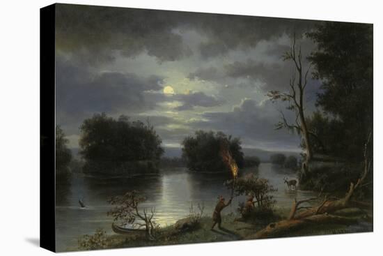American Indians Stag Hunting by Night, Mississippi, 1863-Henry Lewis-Stretched Canvas