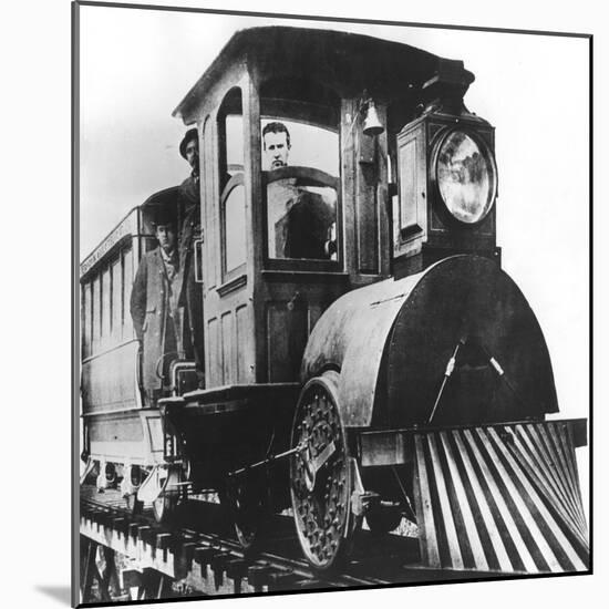 American Inventor Thomas Alva Edison on Board an Electric Railroad, 1892-null-Mounted Giclee Print