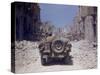 American Jeeps Travelling Through Completely Bombed Out Town During the Drive Towards Rome, Wii-Carl Mydans-Stretched Canvas