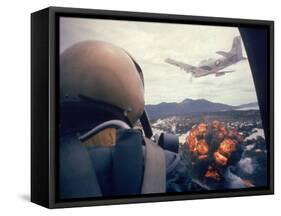 American Jets Dropping Napalm on Viet Cong Positions Early in the Vietnam Conflict-Larry Burrows-Framed Stretched Canvas