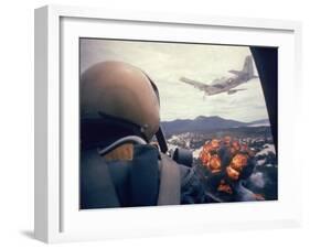 American Jets Dropping Napalm on Viet Cong Positions Early in the Vietnam Conflict-Larry Burrows-Framed Premium Photographic Print
